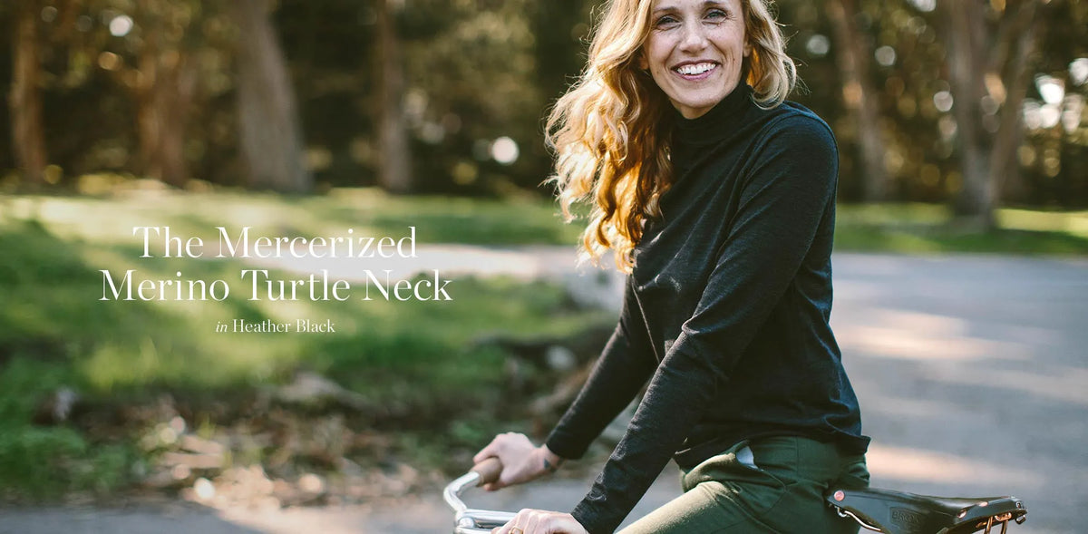 The Mercerized Merino Turtle Neck in Heather Black