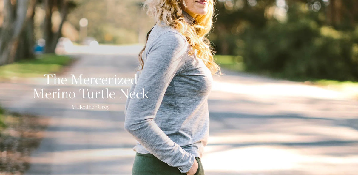 The Mercerized Merino Turtle Neck in Heather Grey