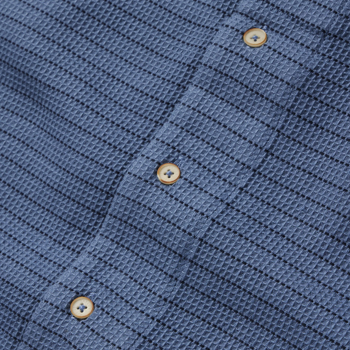 The Short Sleeve Hawthorne in Ocean Pickstitch Waffle
