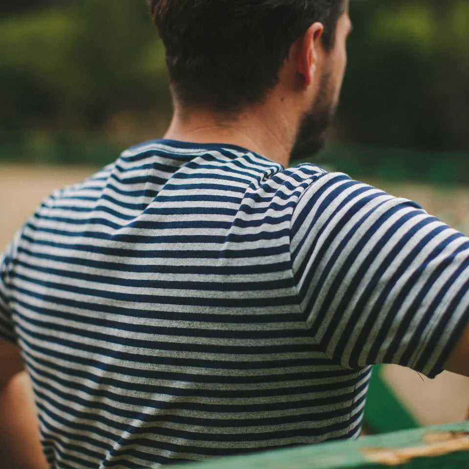 The Sequoia Stripe Tee in Navy & Grey