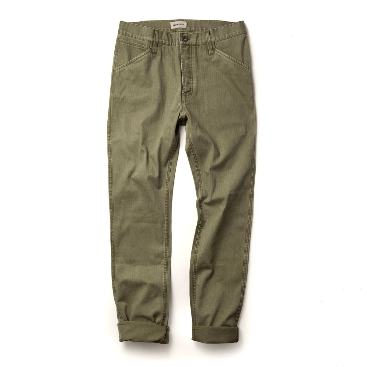 The Camp Pant in Olive Herringbone