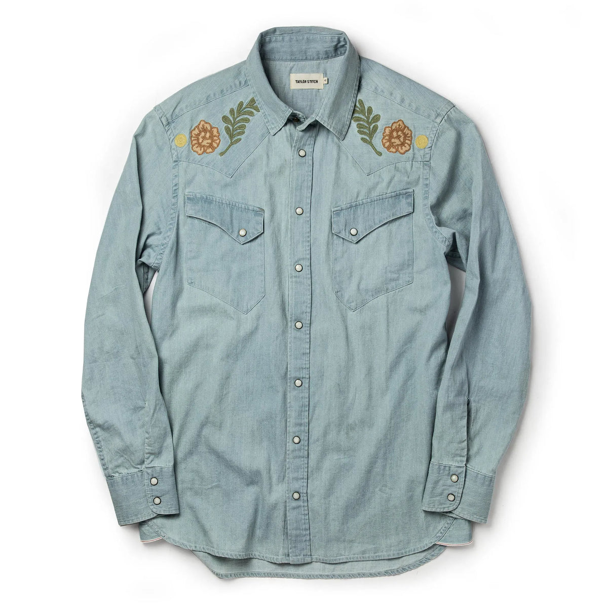 The Embroidered Western Shirt in Washed Denim