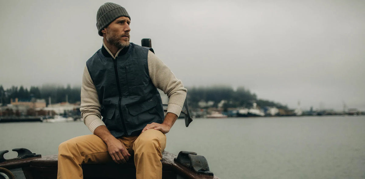 The Anchorage Vest in Charcoal Dry Wax