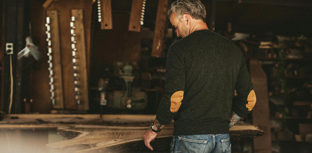 The Hardtack Sweater in Olive Cashmere Donegal