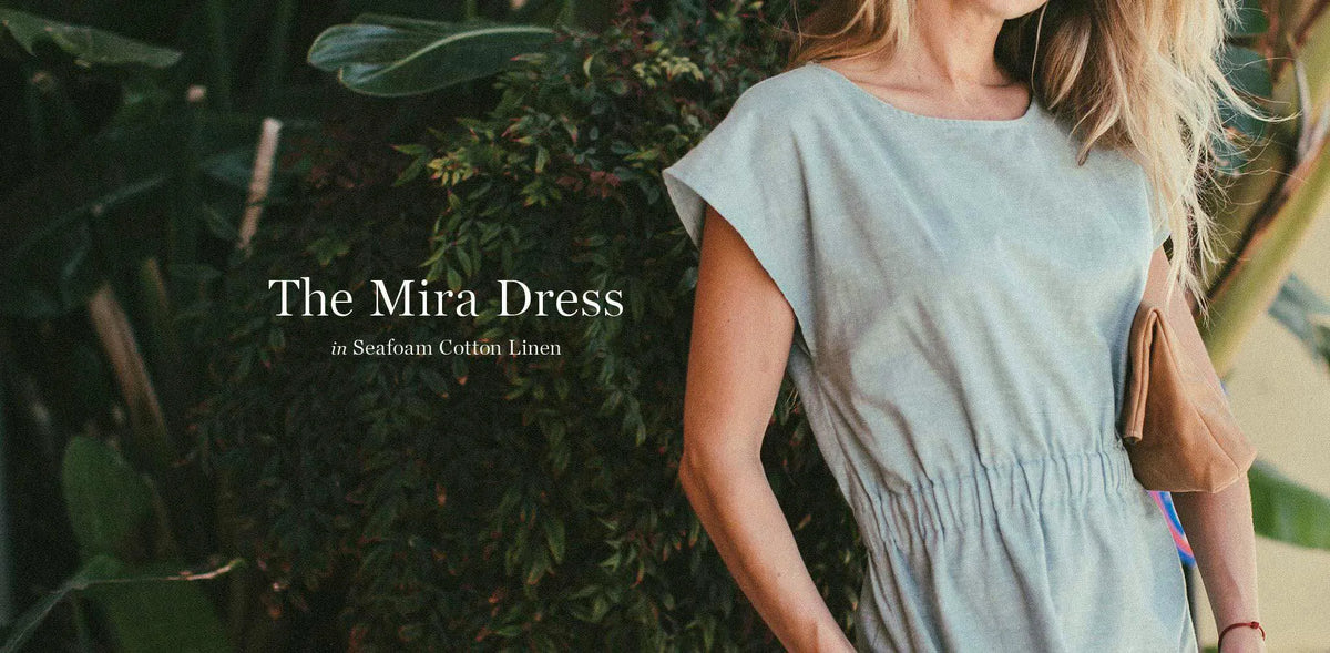 The Mira Dress in Seafoam Cotton Linen
