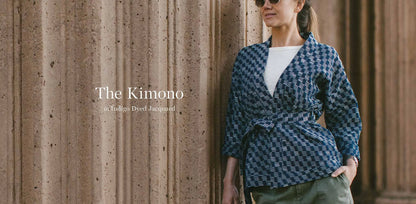 The Kimono in Indigo Dyed Jacquard