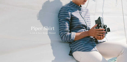 The Piper Shirt in Ash & Navy Stripe Flannel
