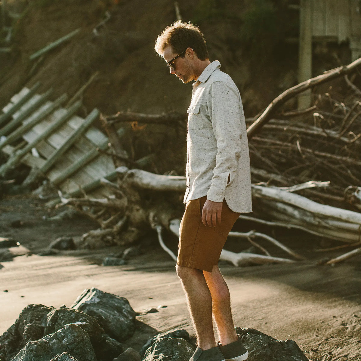 The Sun Down Shirt in Speckled Oatmeal
