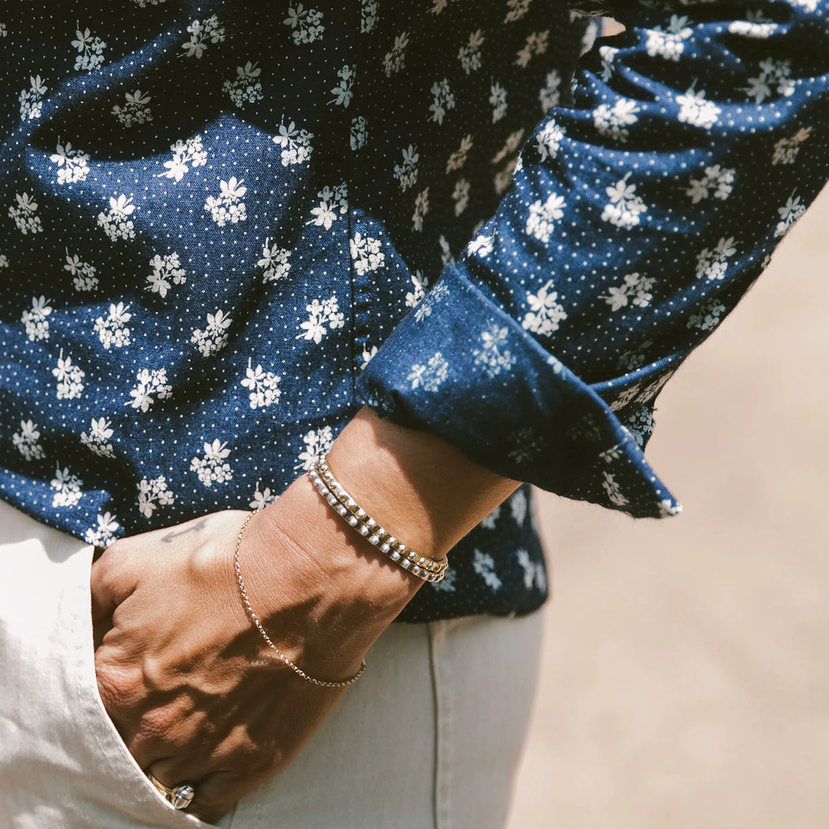 The Michelle Shirt in Indigo Print