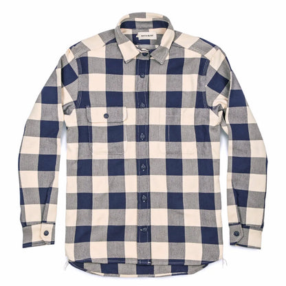 The Moto Utility Shirt in Natural & Navy Buffalo Plaid