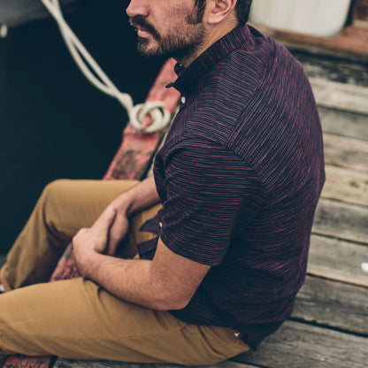 The Bandit in Navy & Red Slub Stripe