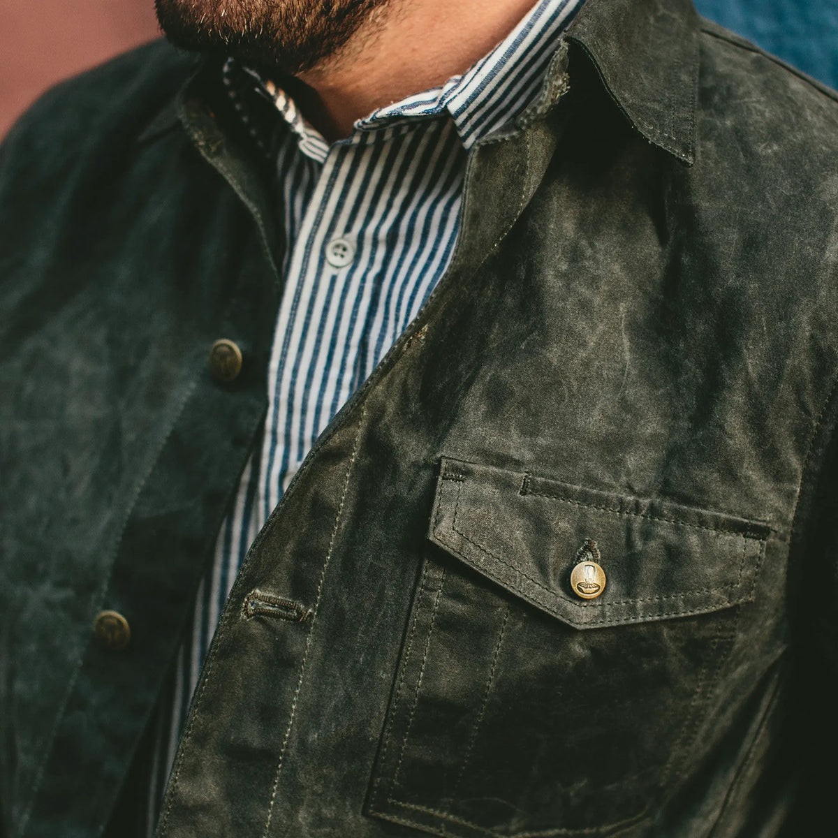 The Project Jacket in Olive Beeswaxed Canvas