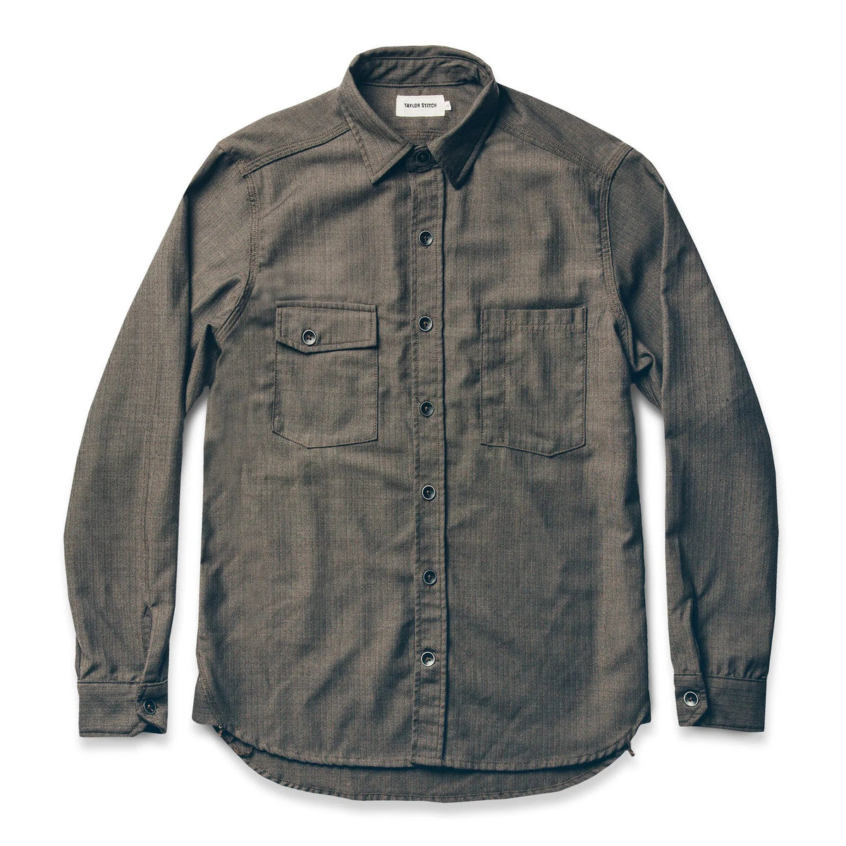 The Utility Shirt in Moss Merino 4S Herringbone