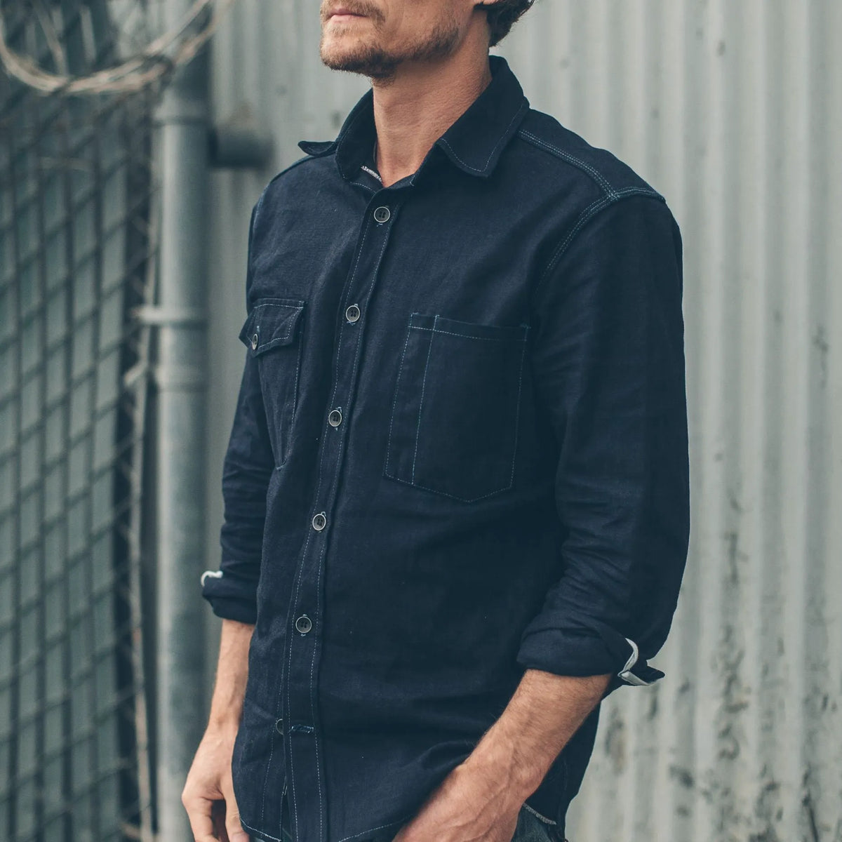 The Utility Shirt in Cone Mills Indigo Selvage Canvas