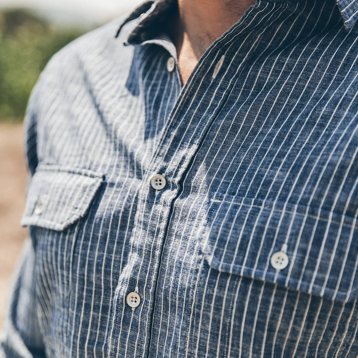 The Chore Shirt in Indigo Striped Chambray