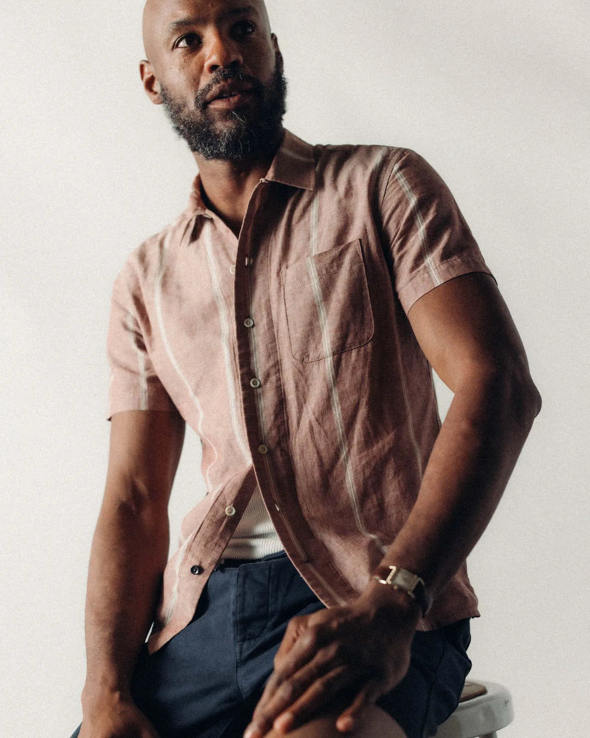 The Hawthorne Shirt in Dried Fig Stripe