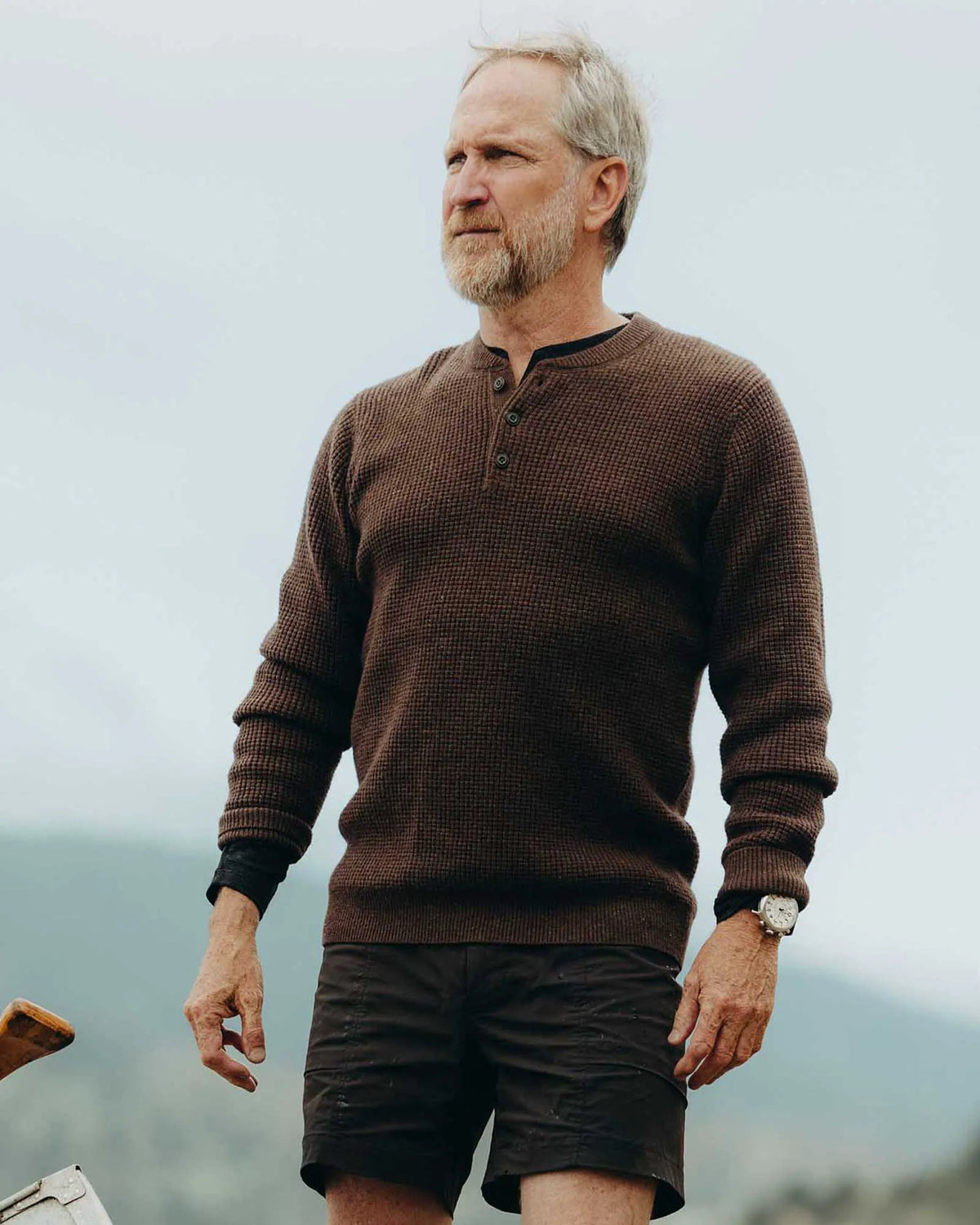 The Sidecountry Sweater in Heather Coffee Merino Waffle