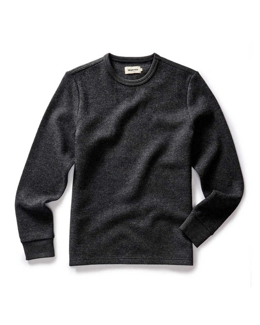 The Evans Crew in Charcoal Birdseye Wool