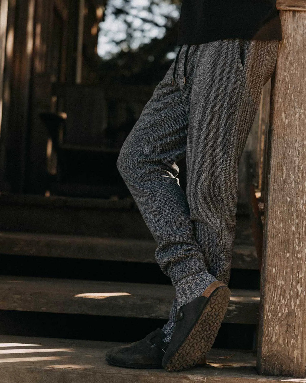 The Apres Pant in Navy Linen Tweed