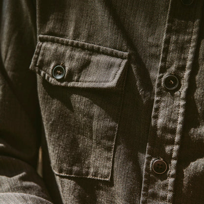 The Utility Shirt in Moss Merino 4S Herringbone