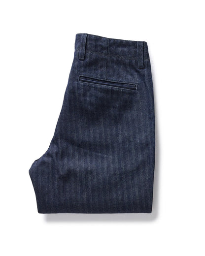 The Morse Pant in Rinsed Indigo Herringbone