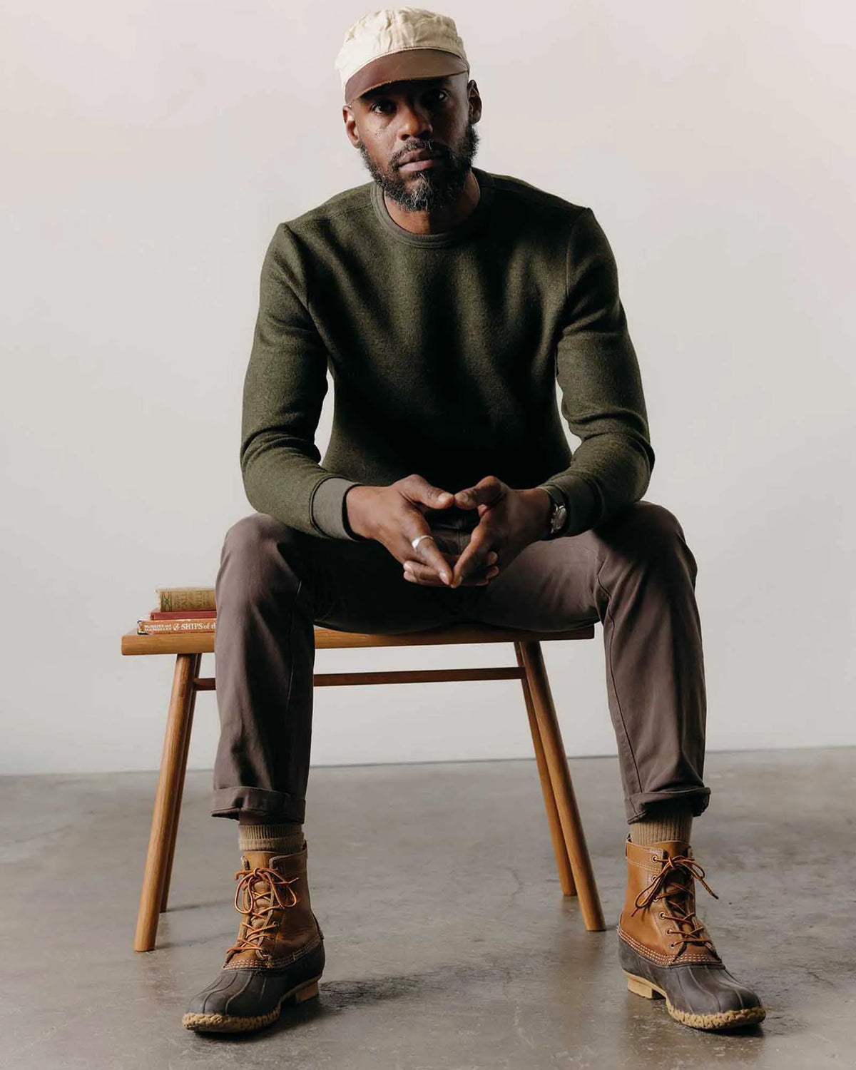 The Evans Crew in Forest Birdseye Wool