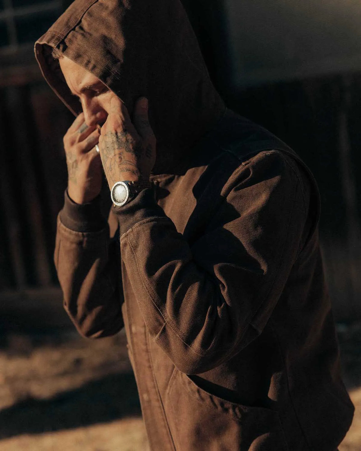 The Workhorse Hoodie in Aged Penny Chipped Canvas