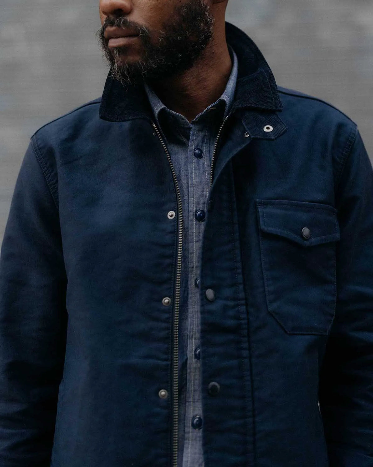 The Deck Jacket in Dark Navy Bedford Cord