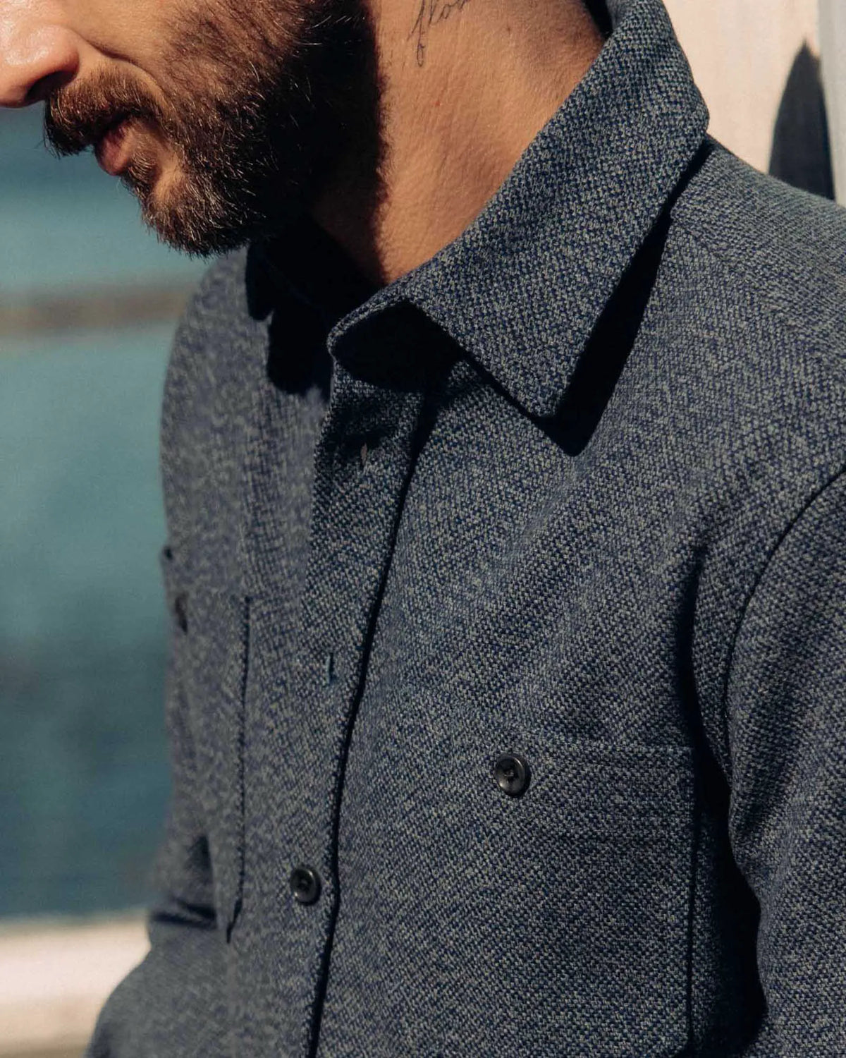 The Utility Shirt in Indigo Ash Wool Canvas