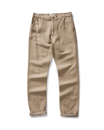 The Carmel Pant in Heather Khaki Cotton Linen