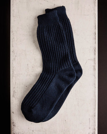 The Waffle Sock in Dark Navy