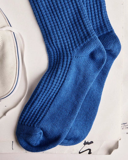 The Waffle Sock in Cobalt
