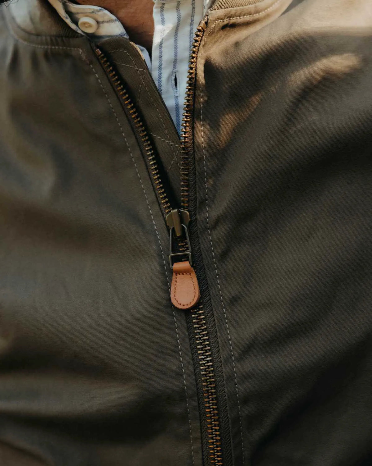 The Bomber Jacket in Fatigue Olive Dry Wax