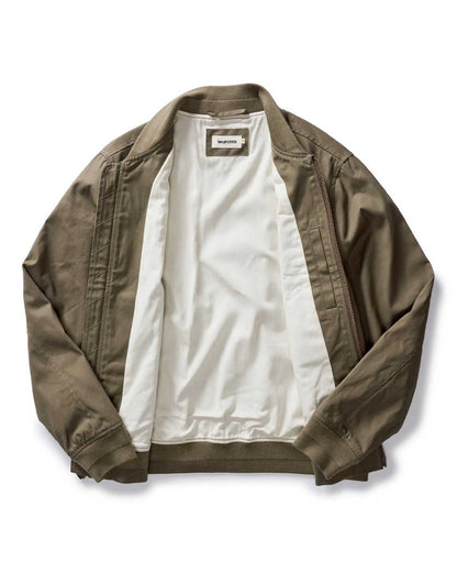 The Bomber Jacket in Fatigue Olive Dry Wax