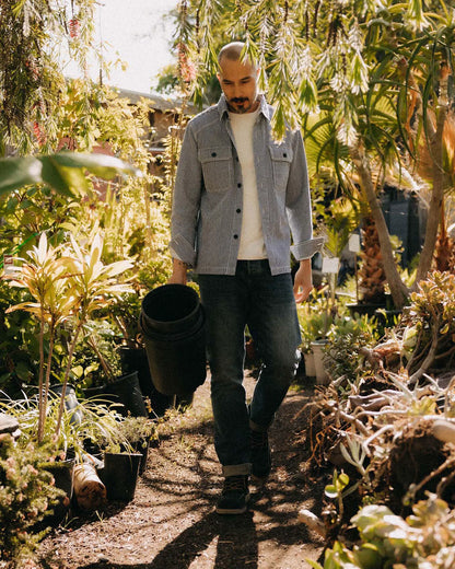The Shop Shirt in Indigo Railroad Stripe Denim