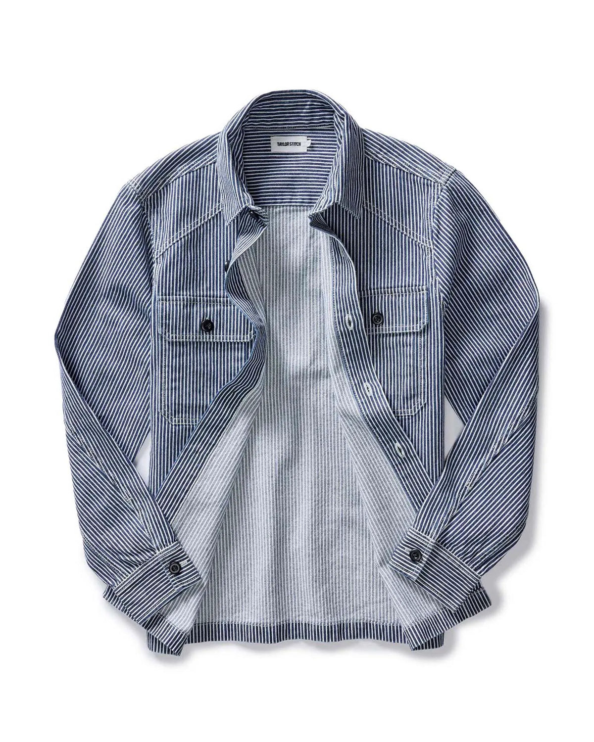 The Shop Shirt in Indigo Railroad Stripe Denim
