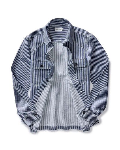 The Shop Shirt in Indigo Railroad Stripe Denim