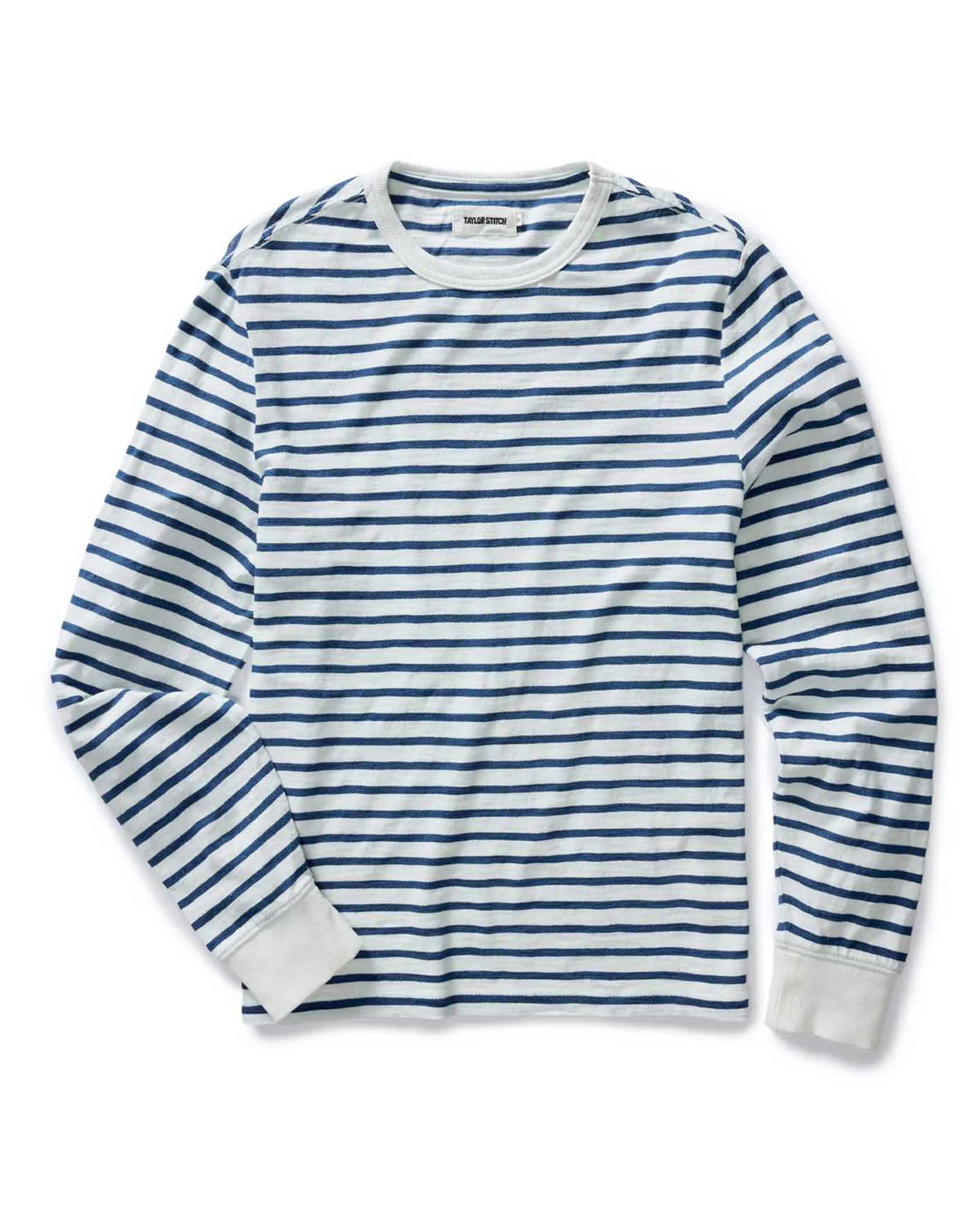 The Organic Cotton Long Sleeve Tee in Indigo Stripe