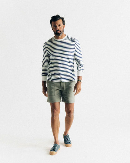 The Organic Cotton Long Sleeve Tee in Indigo Stripe
