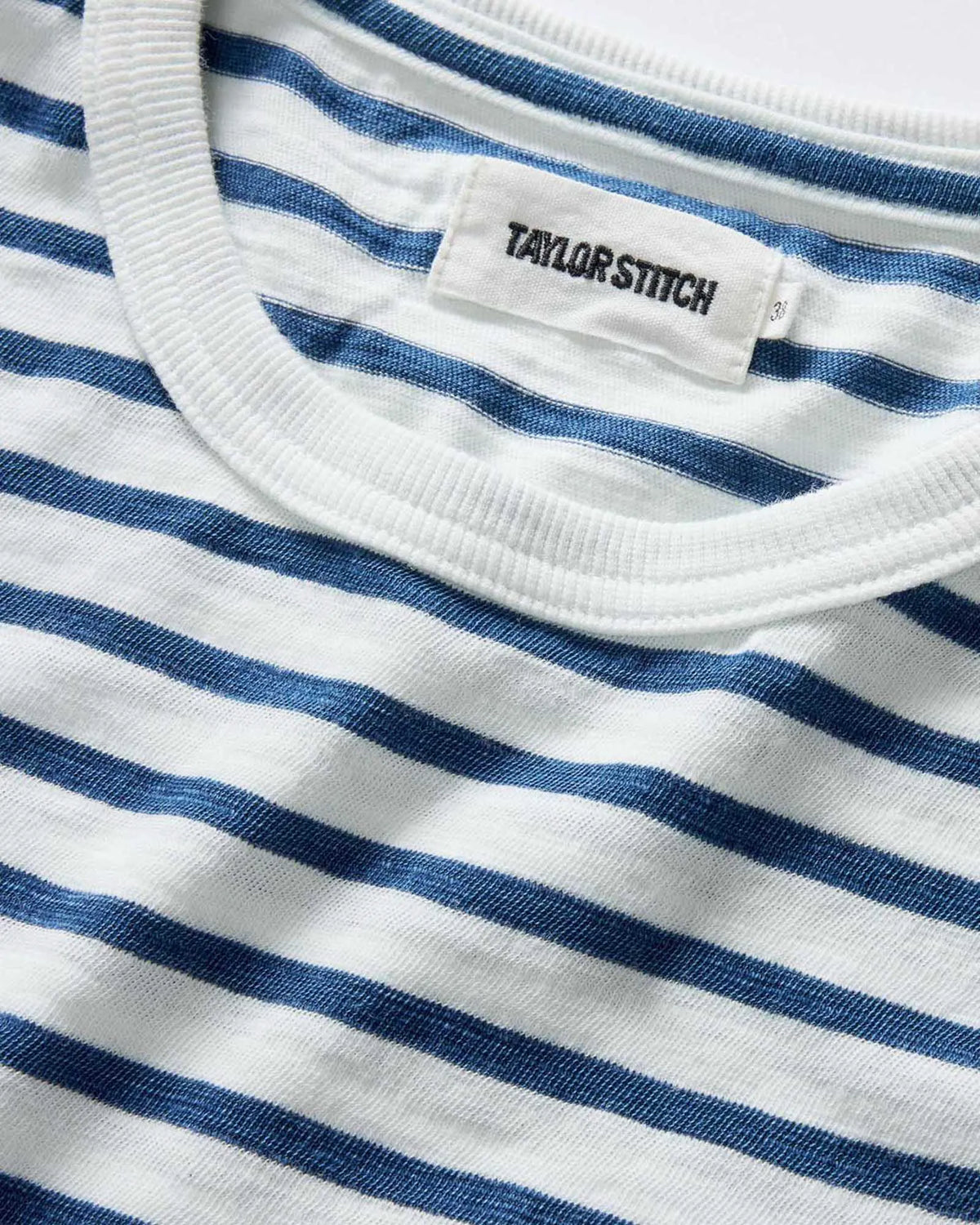 The Organic Cotton Long Sleeve Tee in Indigo Stripe