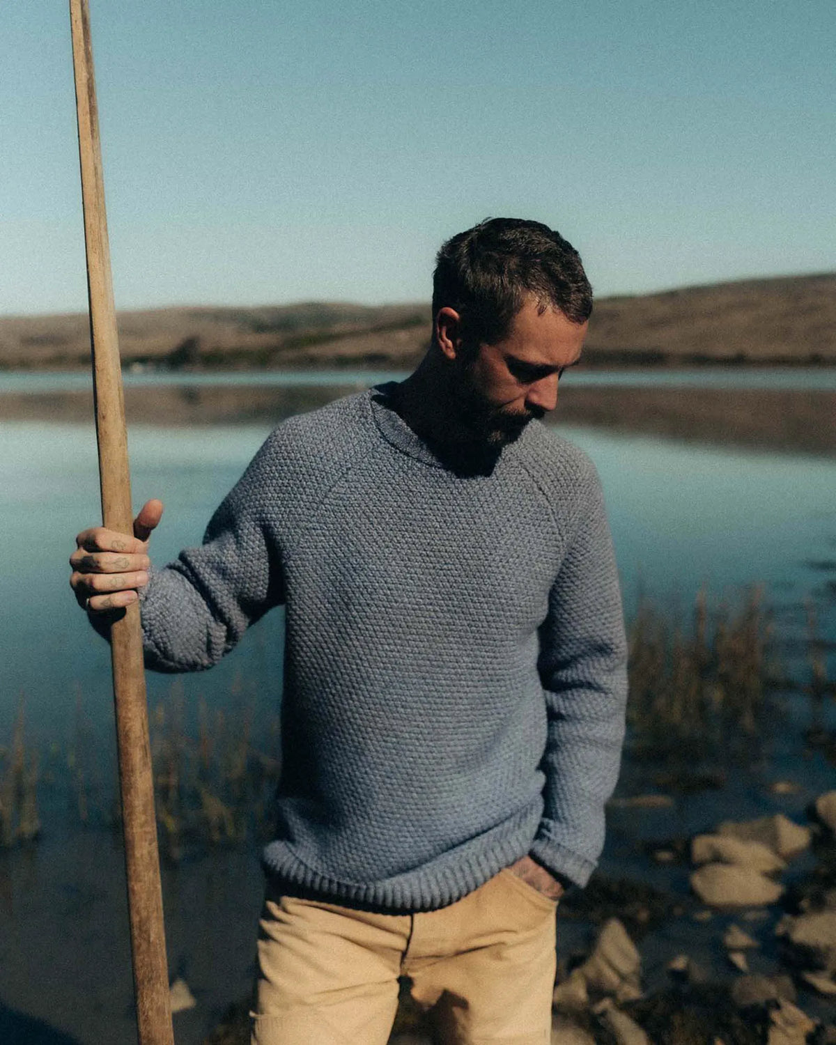 The Fisherman Sweater in Blue Melange