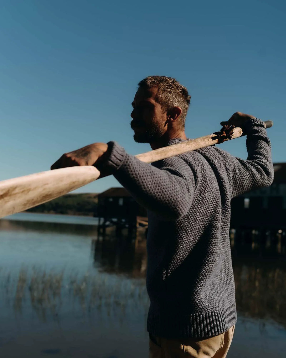 The Fisherman Sweater in Blue Melange