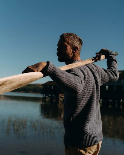 The Fisherman Sweater in Blue Melange
