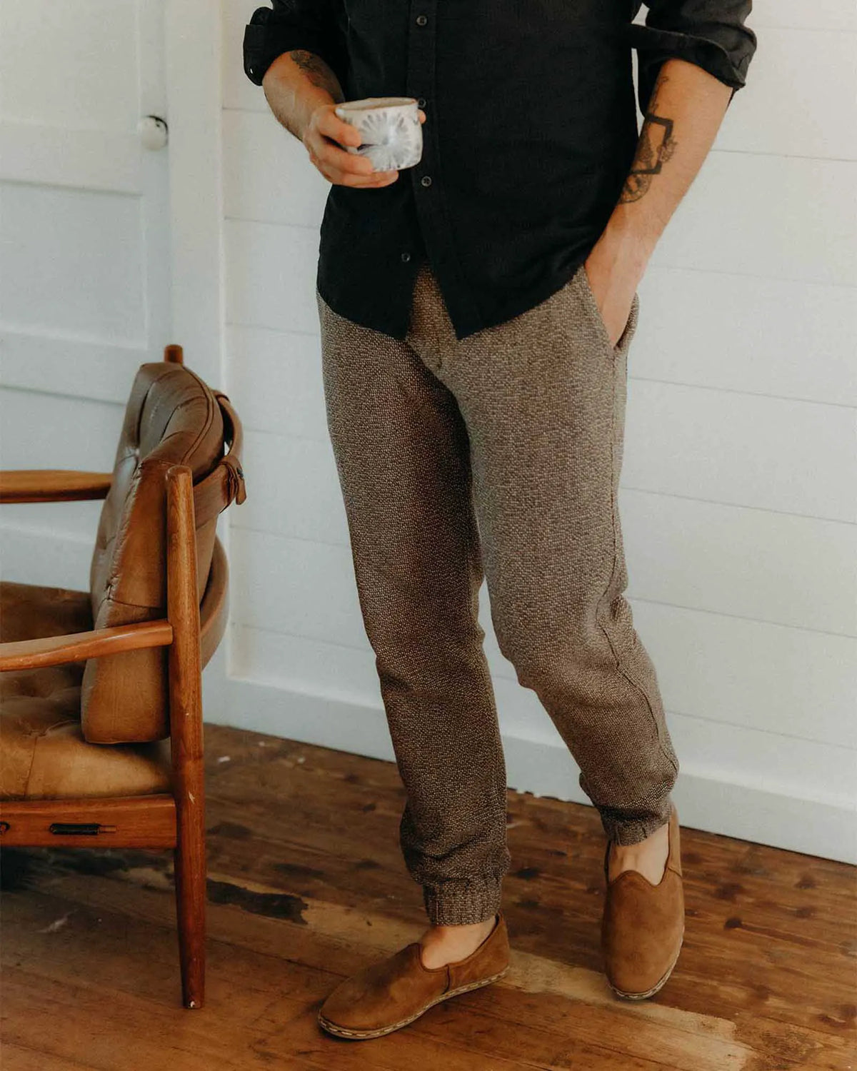 The Apres Pant in Granite Linen Tweed