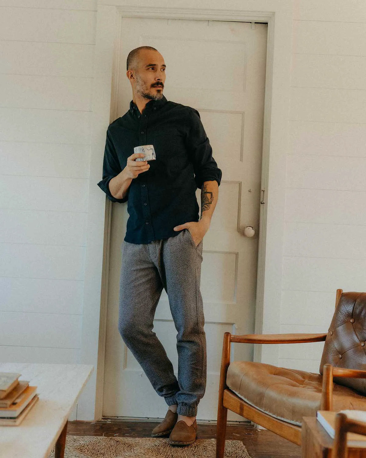 The Apres Pant in Granite Linen Tweed