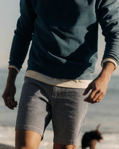 The Camp Short in Indigo Railroad Stripe Denim