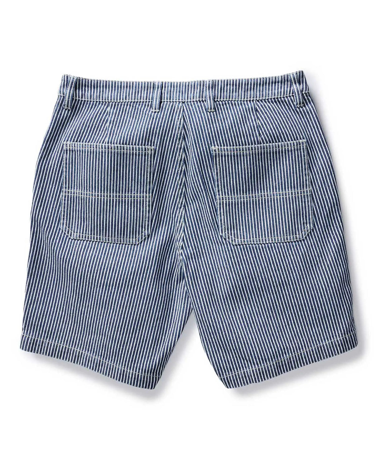 The Camp Short in Indigo Railroad Stripe Denim