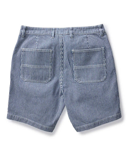 The Camp Short in Indigo Railroad Stripe Denim