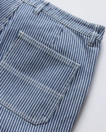 The Camp Short in Indigo Railroad Stripe Denim