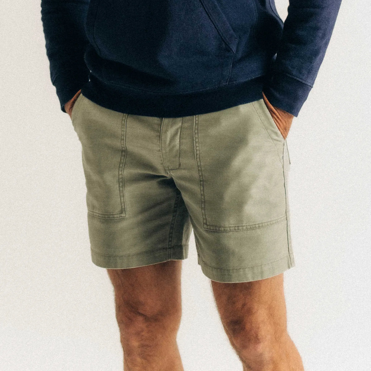 The Surplus Short in Field Olive Reverse Sateen